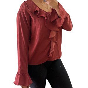 Burgundy beige long sleeve